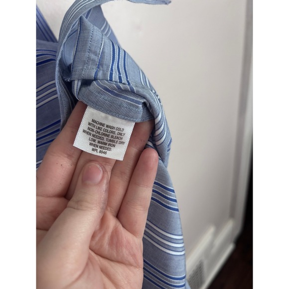 Tasso Elia Blue White Stripe Dress Shirt Mens Large L Button Down Cotton - Picture 6 of 6